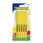 SS2300<br>Yellow Pen Style Fluorescent Highlighter w/ Pocket Clip (5/Pack)